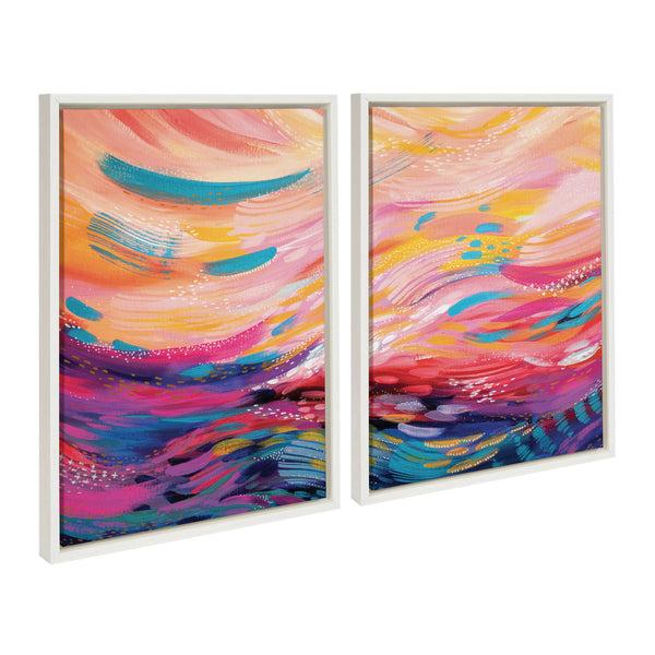 Kate & Laurel Sylvie Brush Strokes 90 Framed Canvas Set By Jessi Raulet Of Ettavee