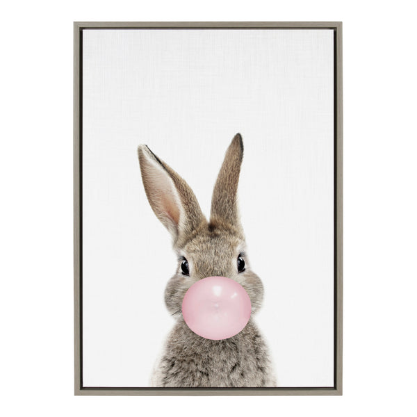 Kate & Laurel Sylvie Bubble Gum Bunny Framed Canvas By Amy Peterson Art Studio
