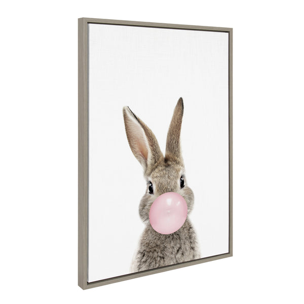 Kate & Laurel Sylvie Bubble Gum Bunny Framed Canvas By Amy Peterson Art Studio