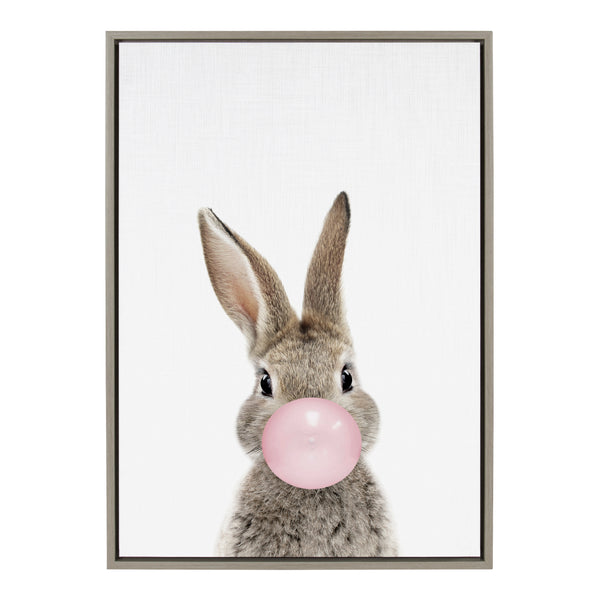 kate & laurel Sylvie Bubble Gum Bunny Framed Canvas by Amy Peterson Art Studio