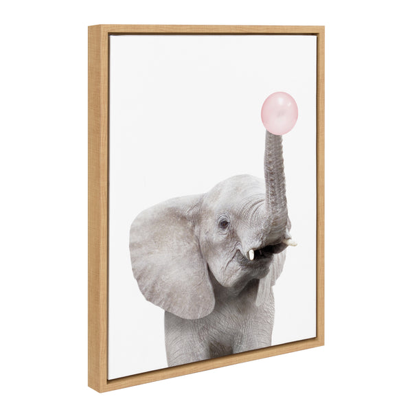 Kate & Laurel Sylvie Bubble Gum Elephant Framed Canvas By Amy Peterson Art Studio