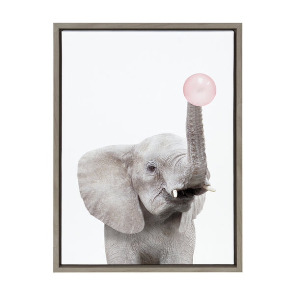 kate & laurel Sylvie Bubble Gum Elephant Framed Canvas by Amy Peterson Art Studio