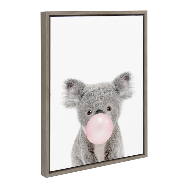 Kate & Laurel Sylvie Bubble Gum Koala Framed Canvas By Amy Peterson Art Studio