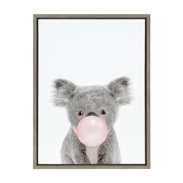 Kate & Laurel Sylvie Bubble Gum Koala Framed Canvas By Amy Peterson Art Studio