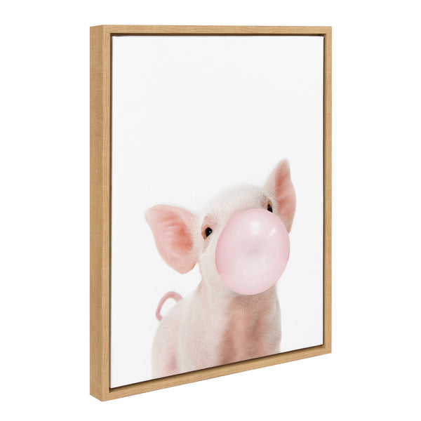 kate & laurel Sylvie Bubble Gum Piglet Framed Canvas by Amy Peterson Art Studio