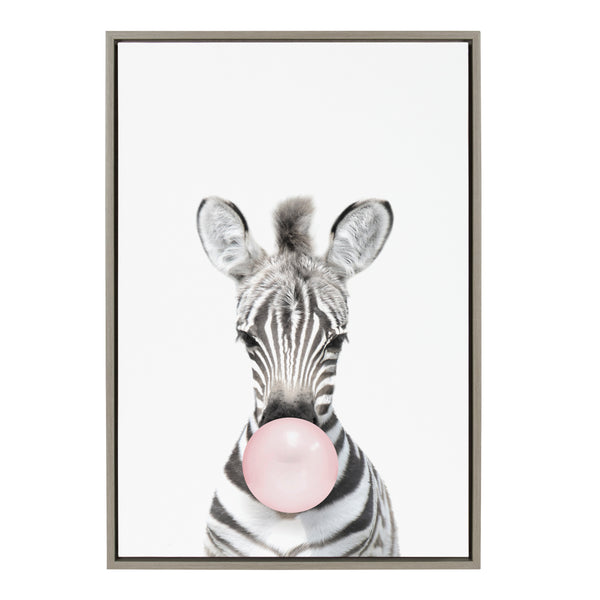 Kate & Laurel Sylvie Bubble Gum Zebra Framed Canvas By Amy Peterson Art Studio