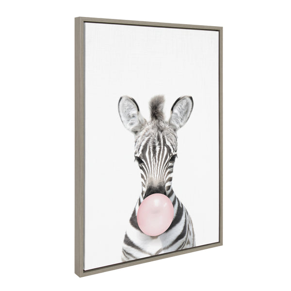 Kate & Laurel Sylvie Bubble Gum Zebra Framed Canvas By Amy Peterson Art Studio