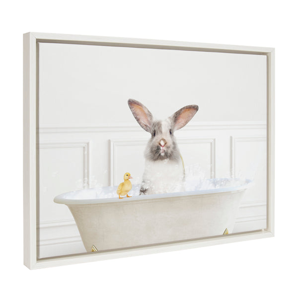 kate & laurel Sylvie Bunny In Bubble Bath Neutral Style Framed Canvas by Amy Peterson Art Studio kate & laurel Sylvie Bunny In Bubble Bath Neutral Style Framed Canvas by Amy Peterson Art Studio