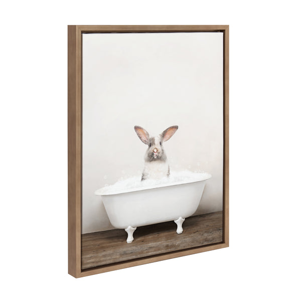 kate & laurel Sylvie Bunny in Rustic Bath Framed Canvas by Amy Peterson Art Studio
