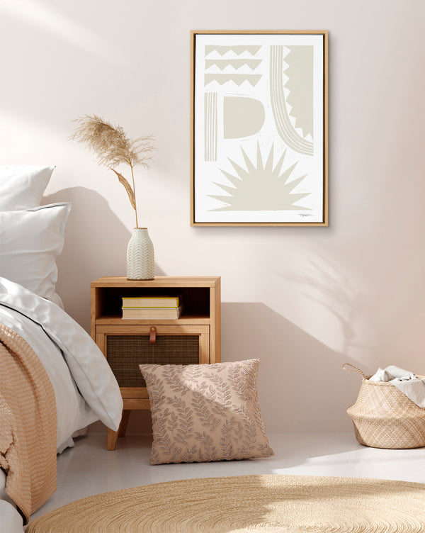 Kate & Laurel Sylvie Burst Neutral Framed Canvas By Statement Goods