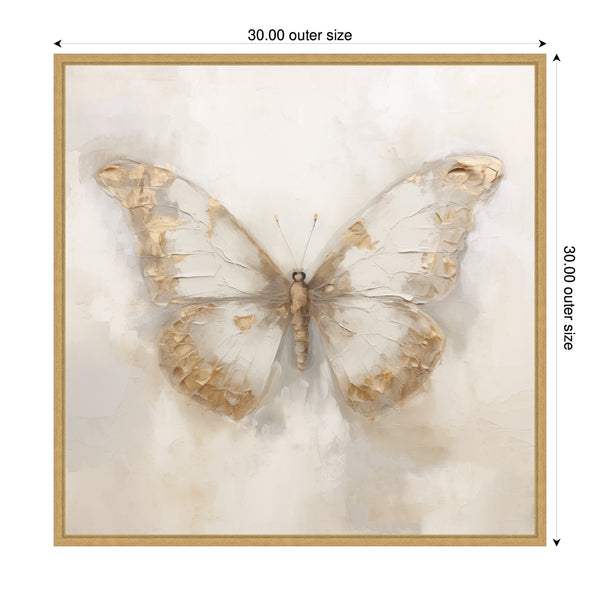Kate & Laurel Sylvie Butterfly Neutral 2 Framed Canvas By The Creative Bunch Studio