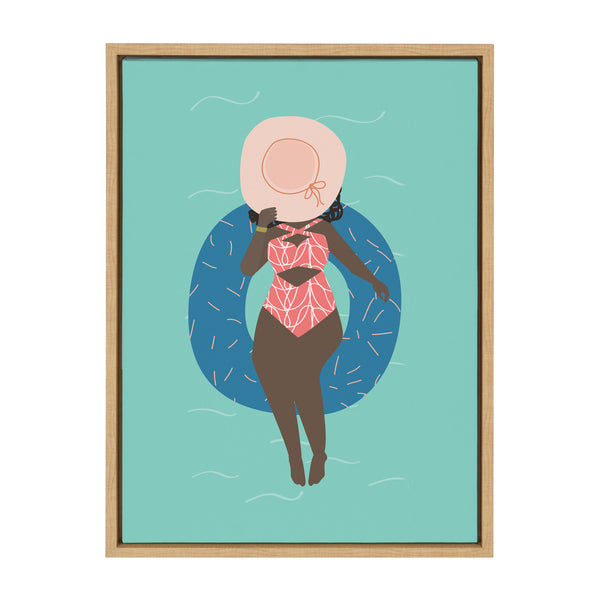 kate & laurel Sylvie By the Pool Framed Canvas by Queenbe Monyei