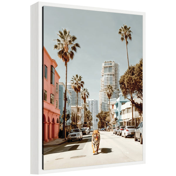 Kate & Laurel Sylvie California Tiger Roaming Through Palm Springs Framed Canvas By Michael Schauer