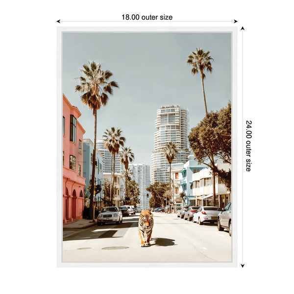 Kate & Laurel Sylvie California Tiger Roaming Through Palm Springs Framed Canvas By Michael Schauer