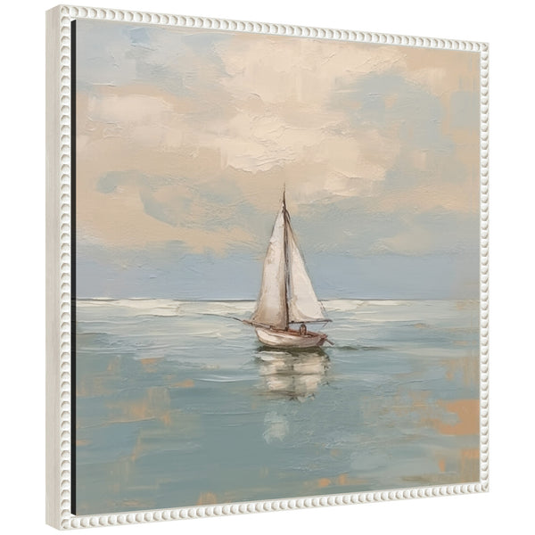 Kate & Laurel Sylvie Calm Pastel Sailboat Landscape Framed Canvas By The Creative Bunch Studio