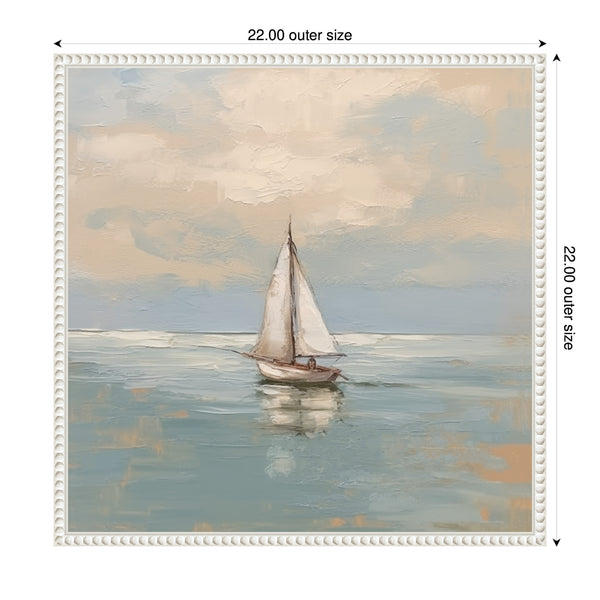 Kate & Laurel Sylvie Calm Pastel Sailboat Landscape Framed Canvas By The Creative Bunch Studio