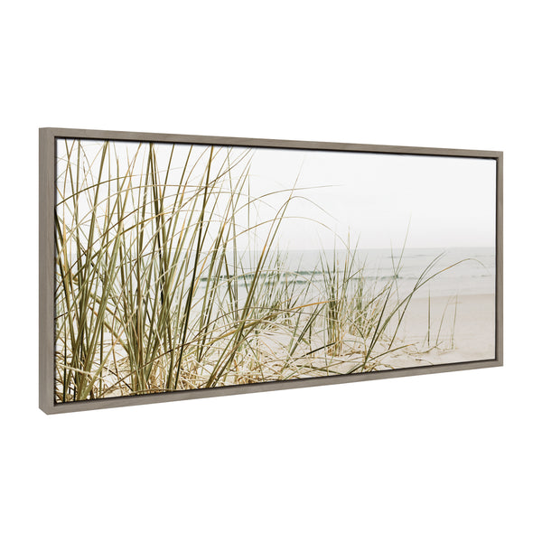 Kate & Laurel Sylvie Calming Beach Grass Framed Canvas By The Creative Bunch Studio