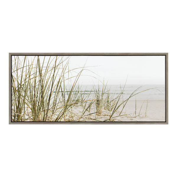 Kate & Laurel Sylvie Calming Beach Grass Framed Canvas By The Creative Bunch Studio