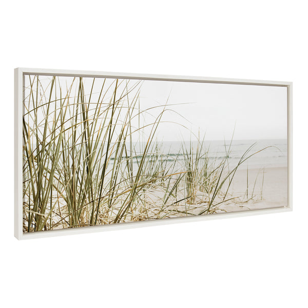 kate & laurel Sylvie Calming Beach Grass Framed Canvas by The Creative Bunch Studio