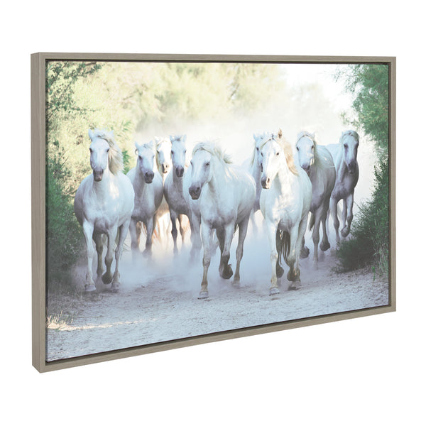 Kate & Laurel Sylvie Camargue Horses Framed Canvas By Laura Evans