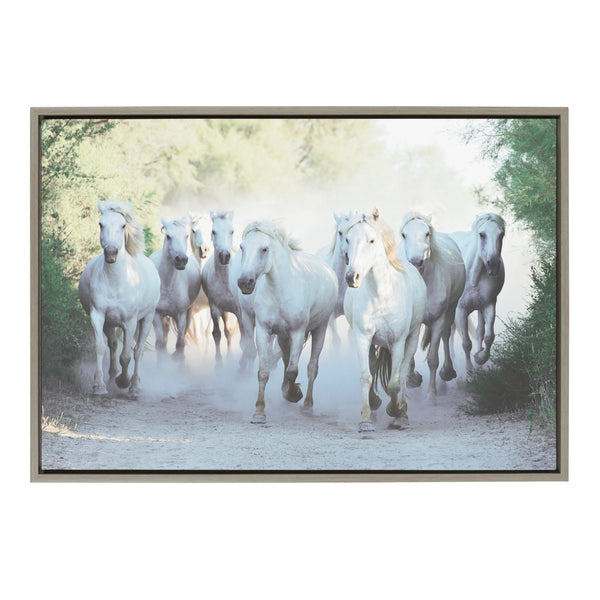 kate & laurel Sylvie Camargue Horses Framed Canvas by Laura Evans
