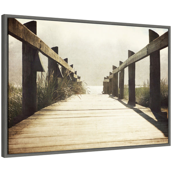 kate & laurel Sylvie Cannon Beach Wood Walkway Framed Canvas by Saint and Sailor Studios