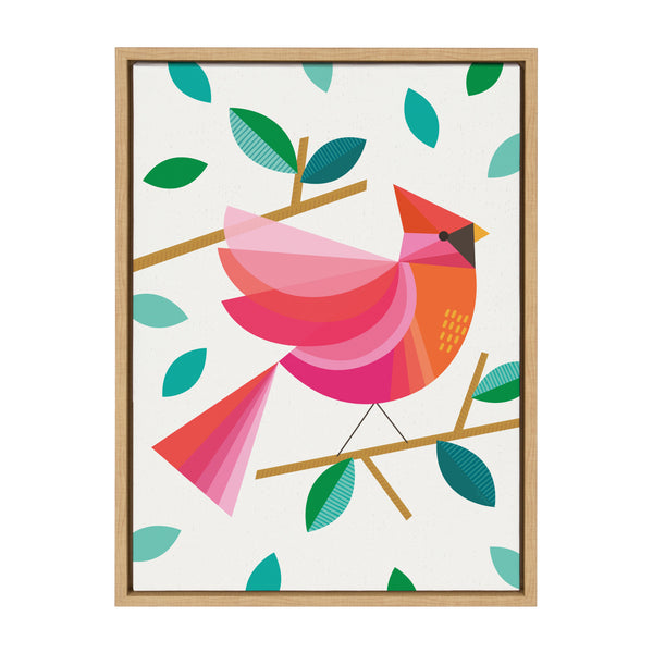 Kate & Laurel Sylvie Cardinal Bird Framed Canvas By Carey Copeland