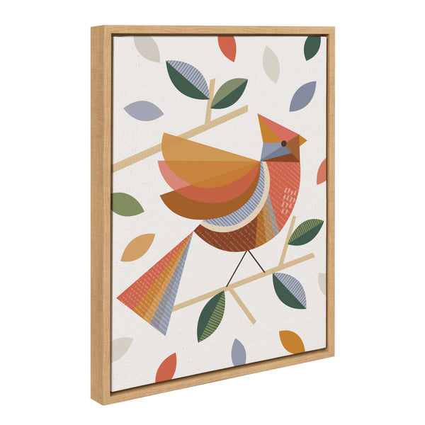 Kate & Laurel Sylvie Cardinal With Fall Leaves Framed Canvas By Carey Copeland
