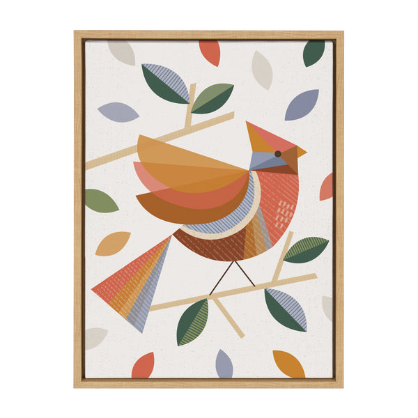 Kate & Laurel Sylvie Cardinal With Fall Leaves Framed Canvas By Carey Copeland