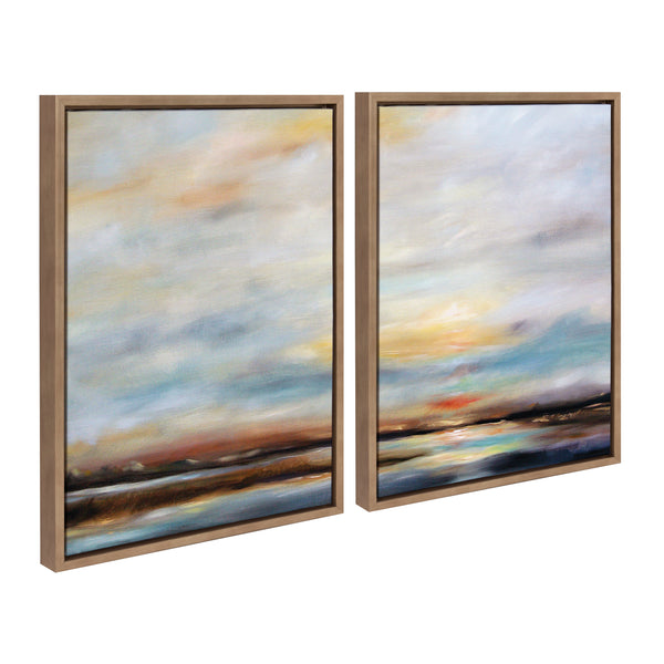 kate & laurel Sylvie Carolina Sunset Diptych Framed Canvas Art Set by Mary Sparrow