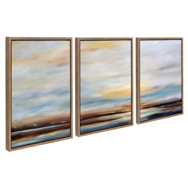 Kate & Laurel Sylvie Carolina Sunset Triptych Framed Canvas Art Set By Mary Sparrow