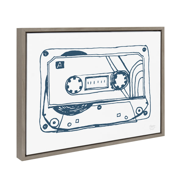 Kate & Laurel Sylvie Cassette Illustration Framed Canvas By Statement Goods