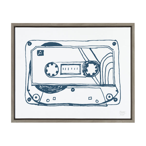kate & laurel Sylvie Cassette Illustration Framed Canvas by Statement Goods