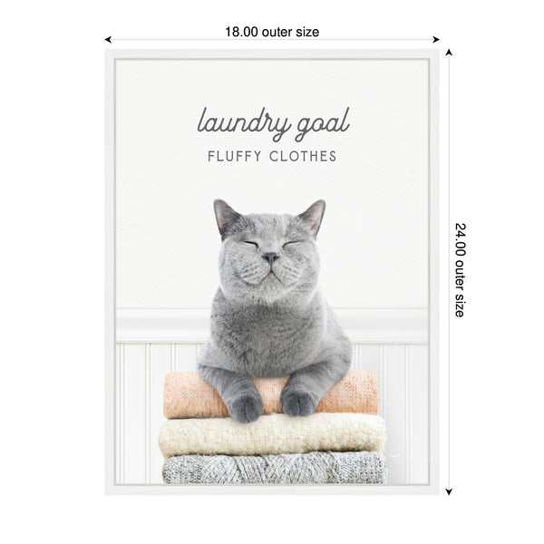 Kate & Laurel Sylvie Cat Laundry Goals Framed Canvas By Amy Peterson