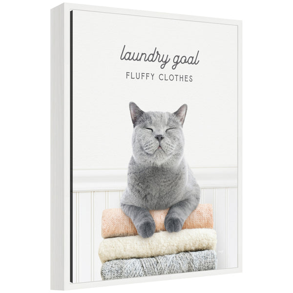kate & laurel Sylvie Cat Laundry Goals Framed Canvas by Amy Peterson