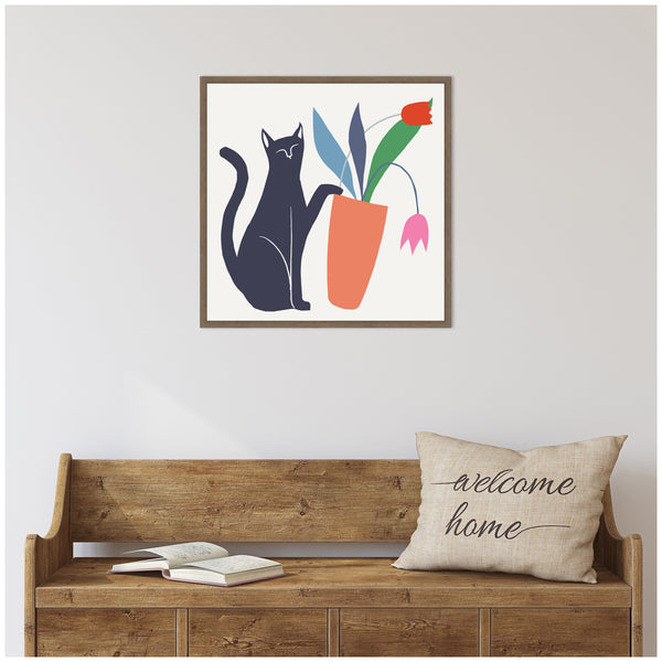 Kate & Laurel Sylvie Cat Vase 6 Framed Canvas By Hannah Beisang