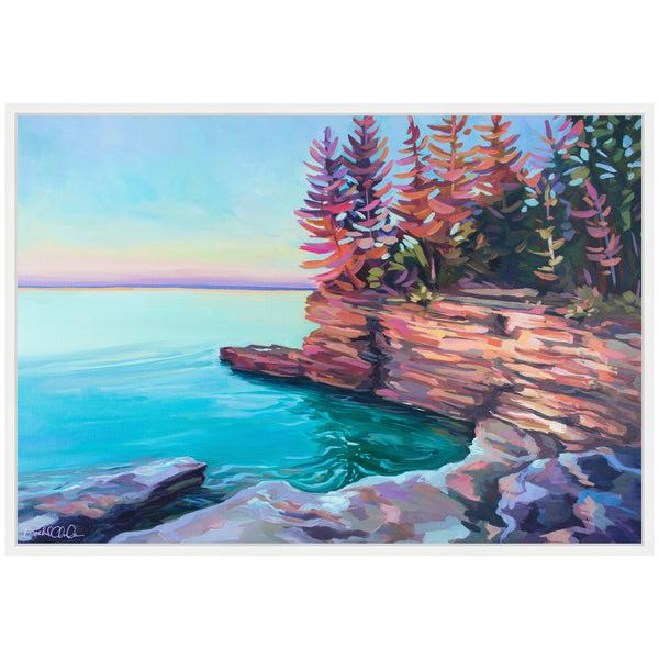 Kate & Laurel Sylvie Cave Point At Sunrise Framed Canvas By Rachel Christopoulos