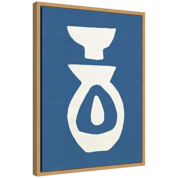 Kate & Laurel Sylvie Ceramic Blue Beige 1 Framed Canvas By Rocket Jack