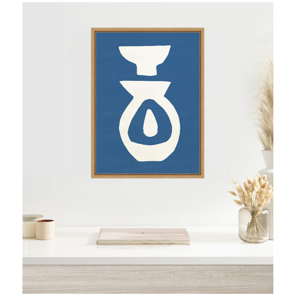 Kate & Laurel Sylvie Ceramic Blue Beige 1 Framed Canvas By Rocket Jack