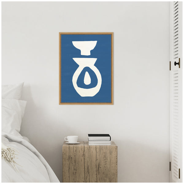 Kate & Laurel Sylvie Ceramic Blue Beige 1 Framed Canvas By Rocket Jack