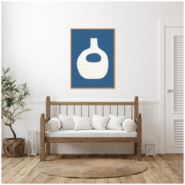 Kate & Laurel Sylvie Ceramic Blue Beige 3 Framed Canvas By Rocket Jack