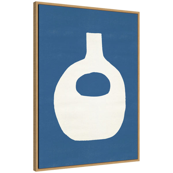 kate & laurel Sylvie Ceramic Blue Beige 3 Framed Canvas by Rocket Jack