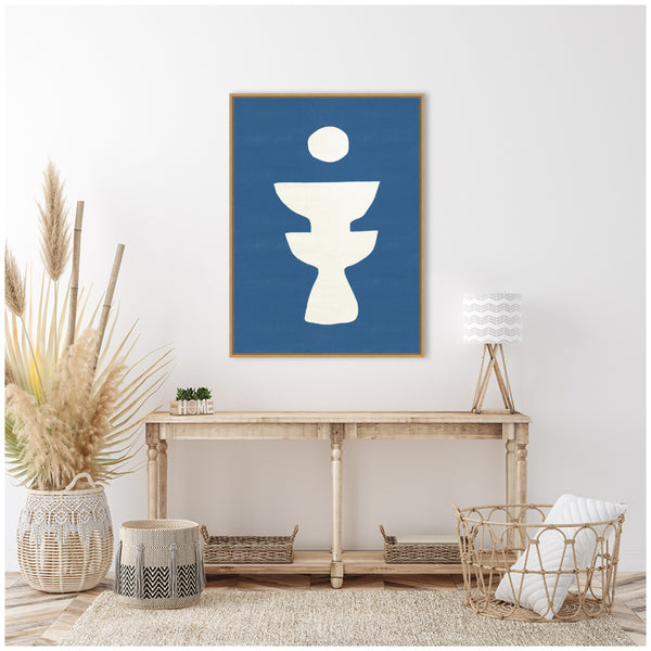 Kate & Laurel Sylvie Ceramic Blue Beige 4 Framed Canvas By Rocket Jack