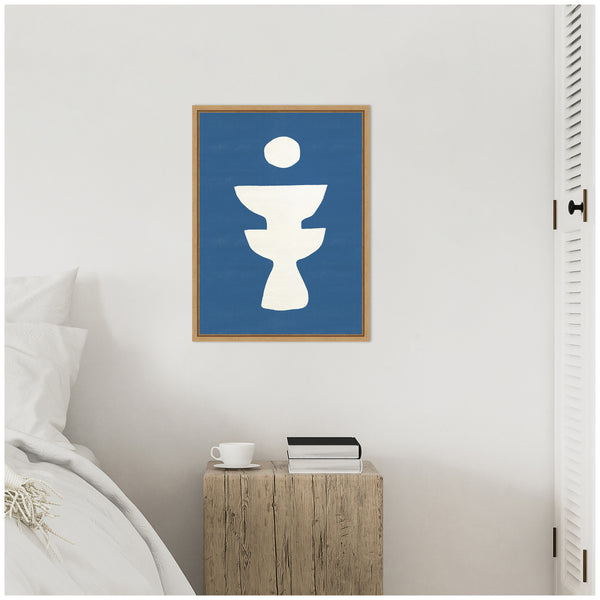 Kate & Laurel Sylvie Ceramic Blue Beige 4 Framed Canvas By Rocket Jack