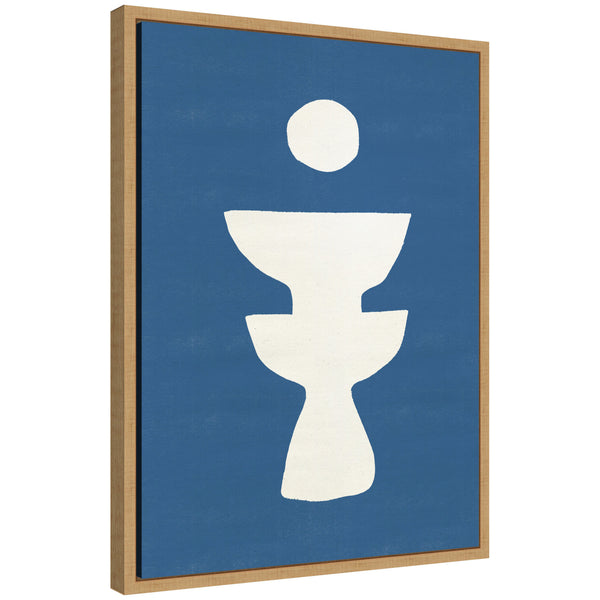 kate & laurel Sylvie Ceramic Blue Beige 4 Framed Canvas by Rocket Jack