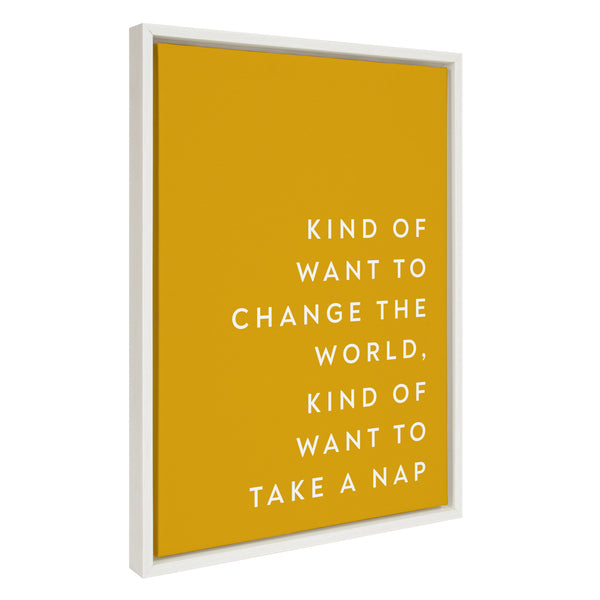 Kate & Laurel Sylvie Change The World Nap Framed Canvas By Apricot And Birch