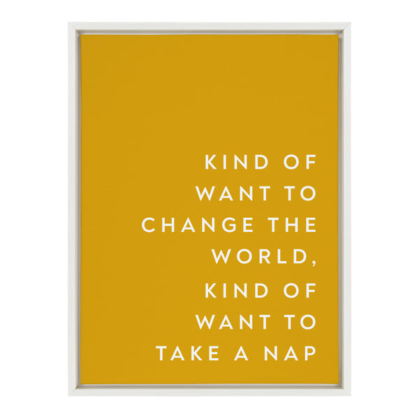 kate & laurel Sylvie Change the World Nap Framed Canvas by Apricot and Birch