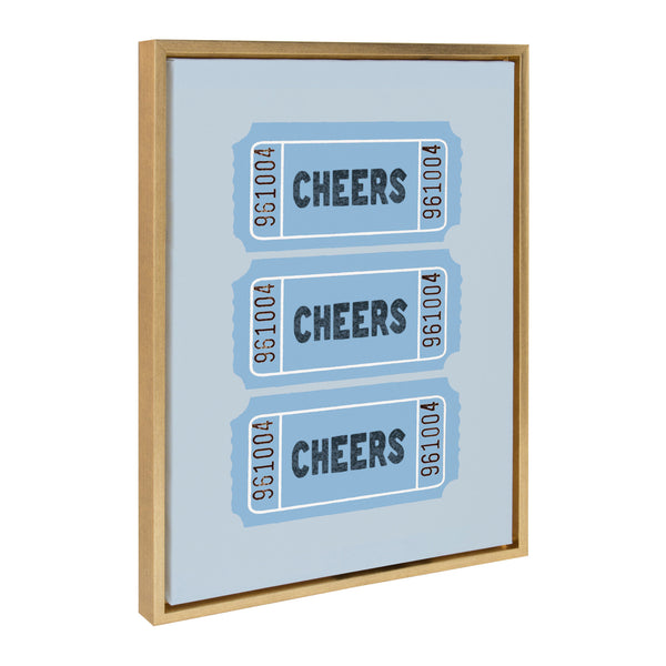 Kate & Laurel Sylvie Cheers Blue Ticket Framed Canvas By Alli Standefer
