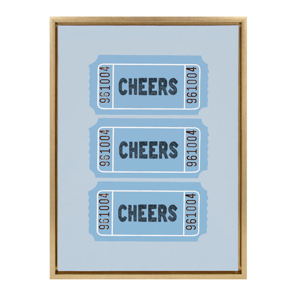 Kate & Laurel Sylvie Cheers Blue Ticket Framed Canvas By Alli Standefer