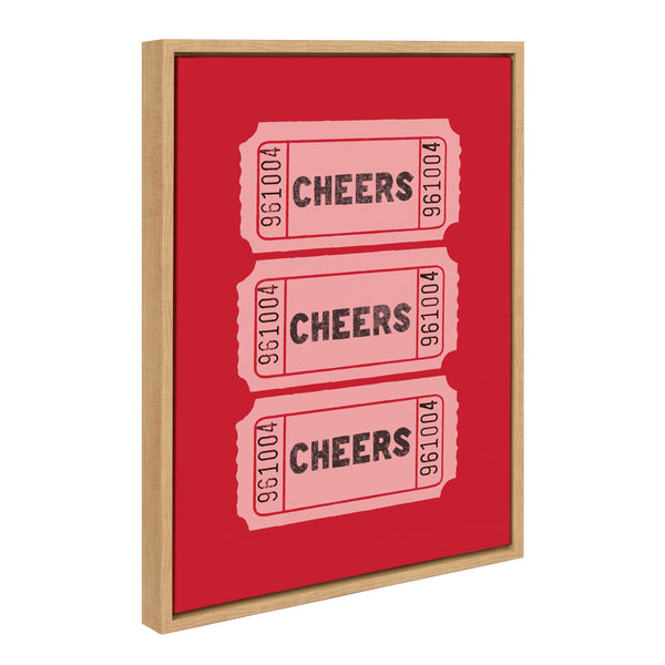 Kate & Laurel Sylvie Cheers Pink Red Ticket Framed Canvas By Alli Standefer